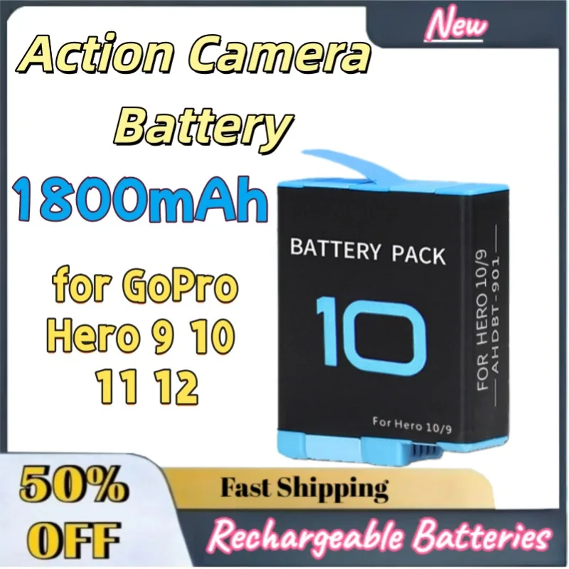 1800mAh Replacement Battery Charger Dock for GoPro Hero 9 10 11 12 Action Camera