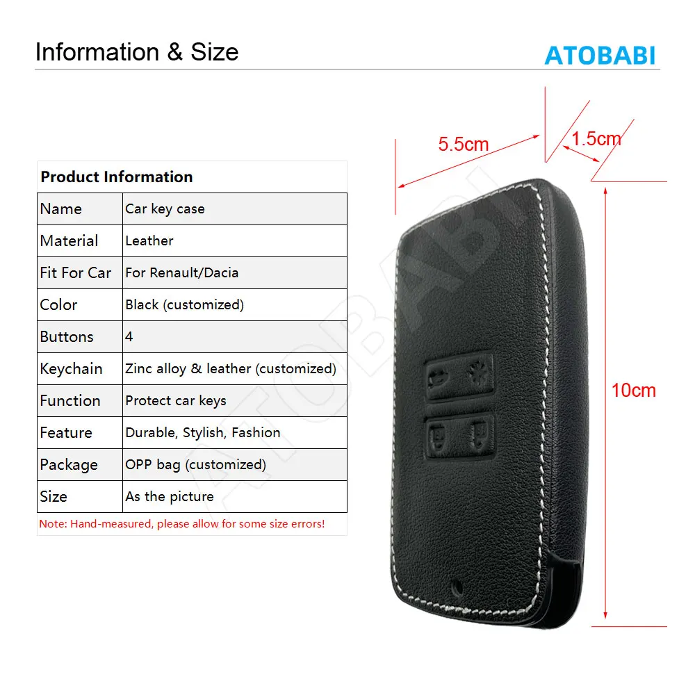 Leather Car Key Cover For Dacia Duster Sandero Stepway Renault Scenic Kadjar Captur Talisman Koleos Smart Remote Fobs Cases Bag