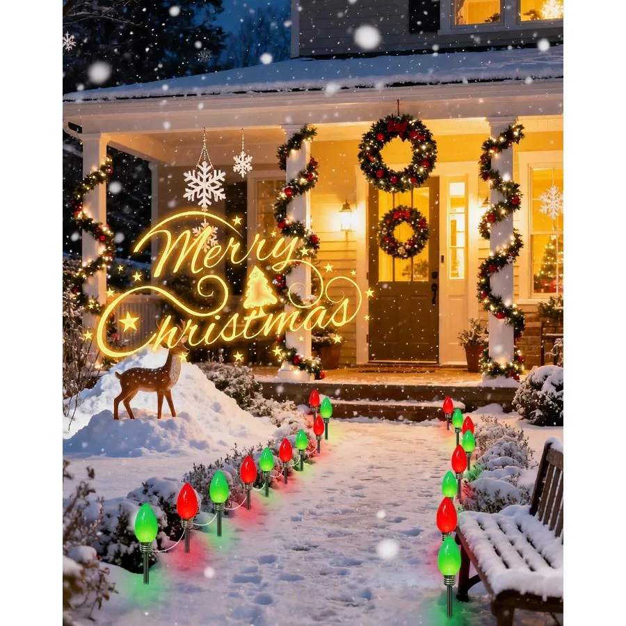 12 حزمة جامبو الأحمر والأخضر المكونات في C9 أضواء عيد الميلاد في الهواء الطلق LED أضواء المسار مقاوم للماء الفراولة ضوء عيد الميلاد ديكورا