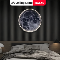 Modern Wall Light Round Moon Wall Lamp Room Decor Interior Wall Light Remote Control Dimming Lighting Lamps Wall Decoration Item