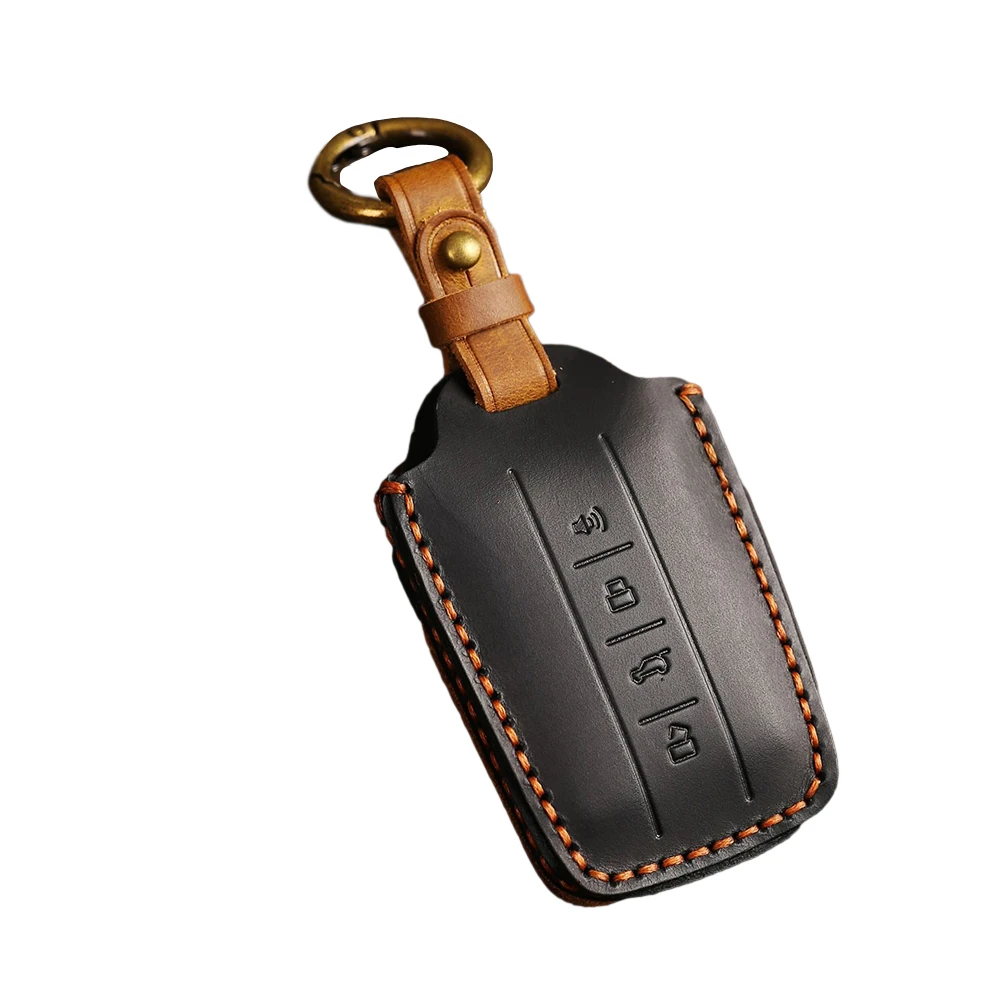 Leather Car Key Cover Case with Keyring for Great Wall For WEY Tank 300 For GT Vv7 Vv6 Vv5 Shock Absorbing and Anti Wear Design