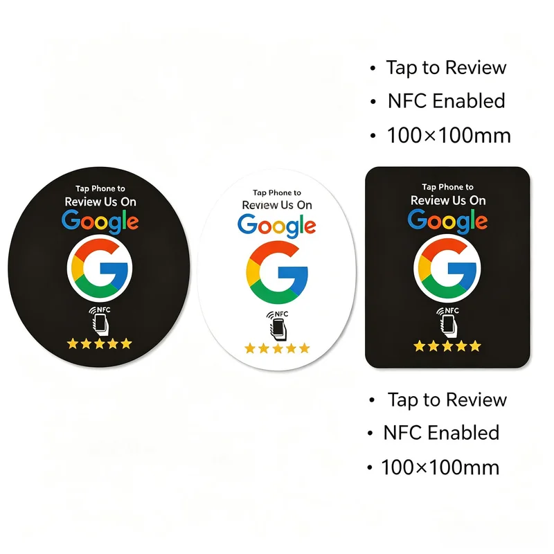 NTAG215 13.56MHz Square Google Review NFC Tap Sticker 3M Adhesive Desk Tag for Business Customer Reviews