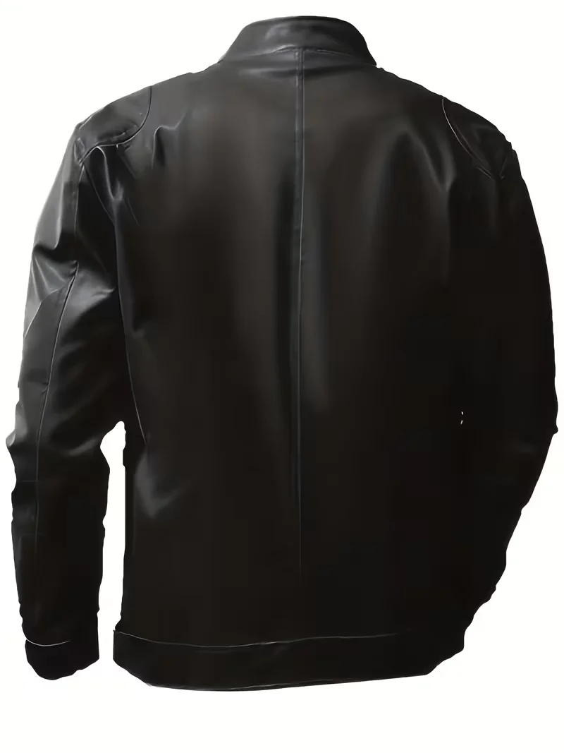 2023 New Fashionable Men's Windproof Stand-Collar Pu Jacket, Suitable for Spring and Autumn Outdoor Casual Motorcycle Wear.