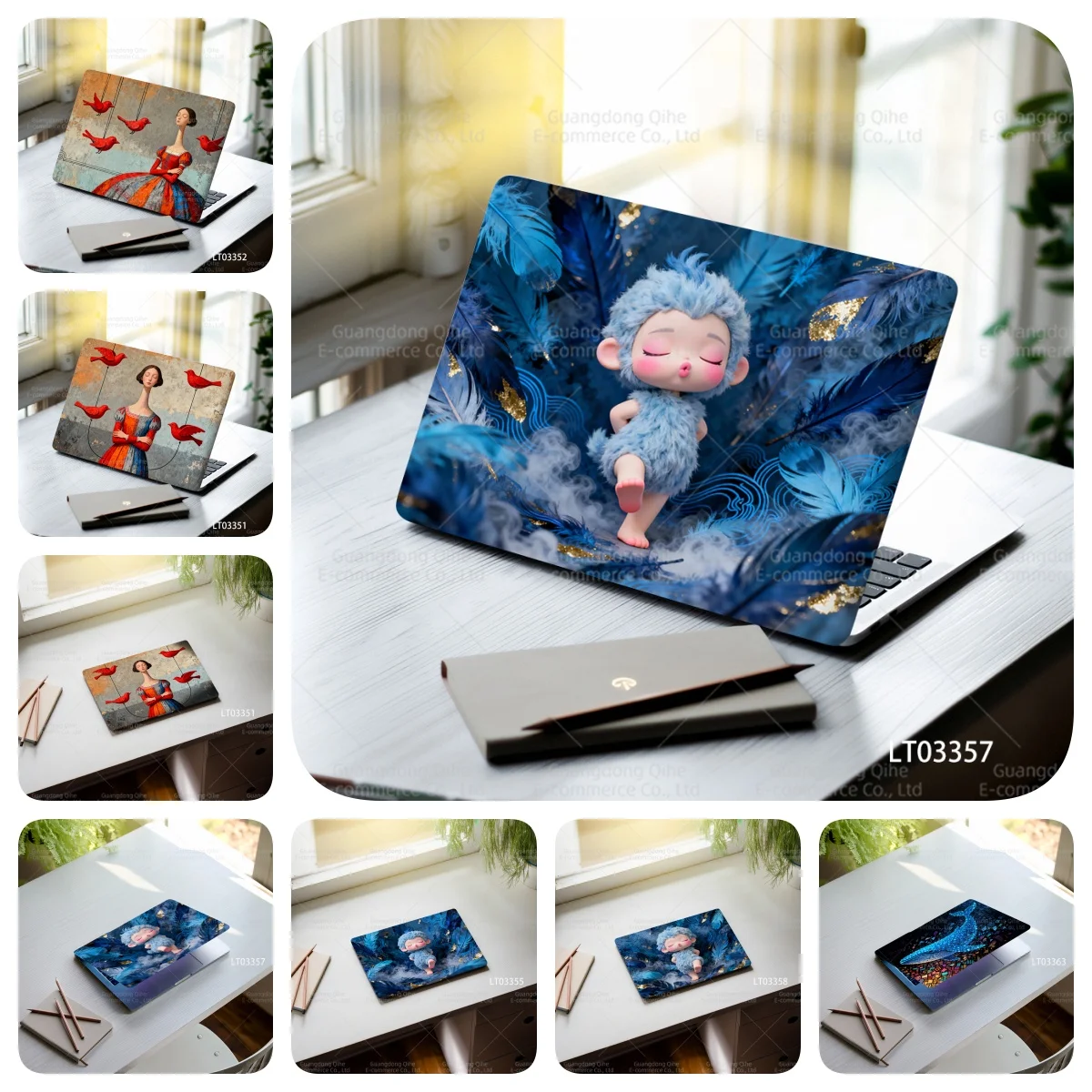 2 Pack Cutey Art Laptop Stickers - Self-Adhesive Customizable Decals for MacBook Notebook PC Decorative Protective Stickers