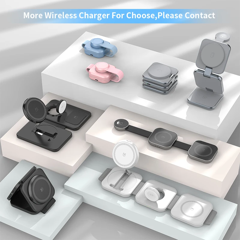 2024 Hot Selling Wireless Charger Magnetic 15W 3 IN 1 Fast Charging Station For iPhone 15/14/13 Foldable Wireless Charger Stand