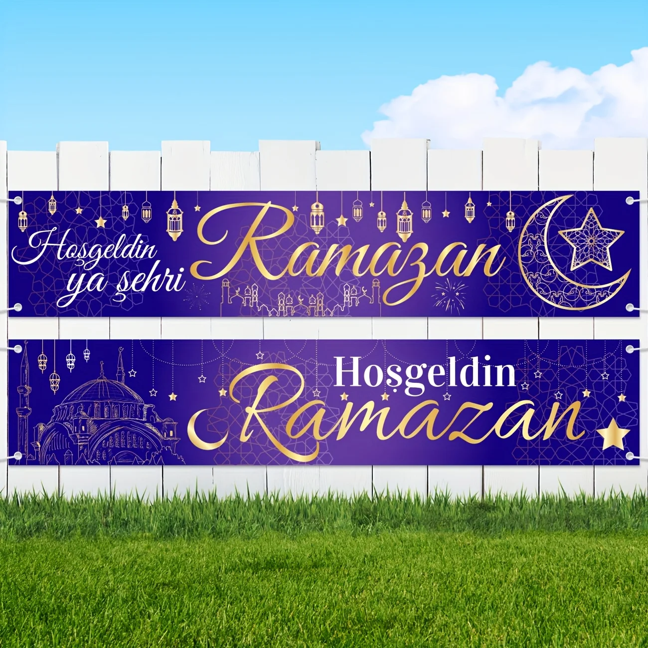 2Pcs Eid Decorations Hosgeldin ya sehri Ramazan Banner Ramadan Mubarak Yard Banner Hoşgedin Ramazan Islam Banner Deko Ramadan