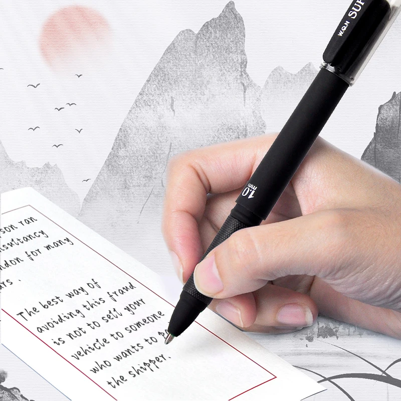 WQN 4 teile/satz Große Kapazität Neutral Stift Schwarz Blau Lila Grün Rot Tinte 1,0mm Stift Carbon Kalligraphie Lehrer Business Unterschrift – Detail 2