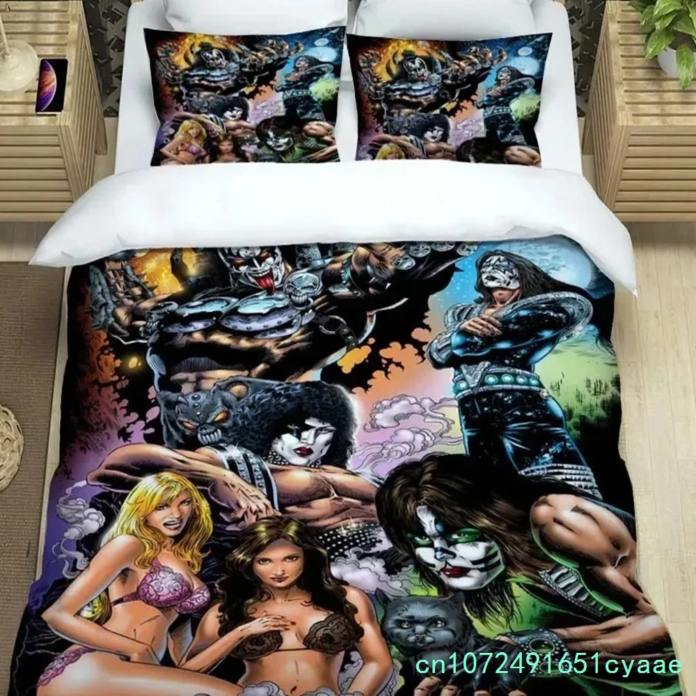 KISS Rock Band Bedding Set,Single Twin Full Queen King Size,KISS Music Bed Set Kid Bedroom Bedding Sets 2