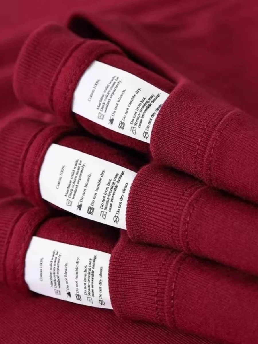 

plus Size 300 Pou American Sle Trendy Pure Color Heavyweight Cotton ort Sve Men's T-irt Summer Wine Red Base Top