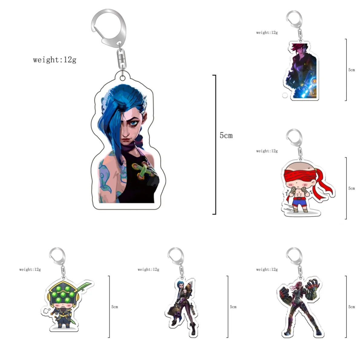 6cm Game LOL Jinx The Chem Baroness Renata Glasc Anime Keychain Cosplay Key Chain Accessories Pendant Cartoon Pendant Gift