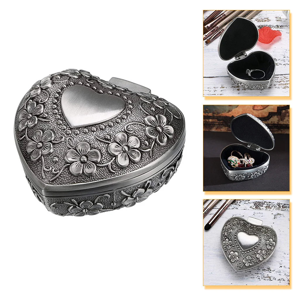 صندوق مجوهرات على شكل قلب، حقيبة سفر صغيرة محمولة لتخزين القرط الدائري، مقاومة للغبار والخدش #3