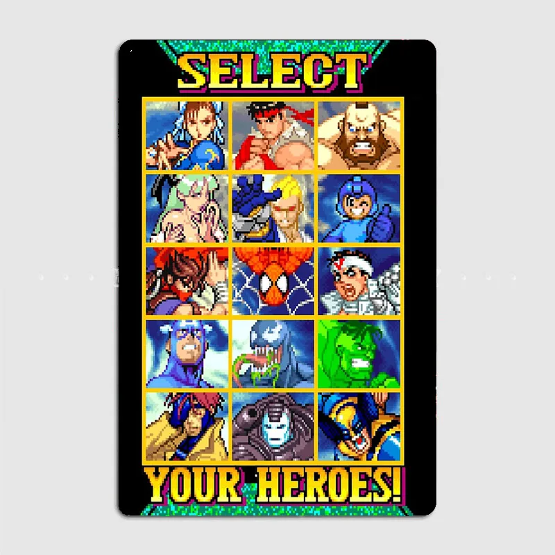 Street Fighter legend Select Your Heroes classique Retro Posters Metal Sign Tin Wall Club Garage Room Decor Custom Home Decor