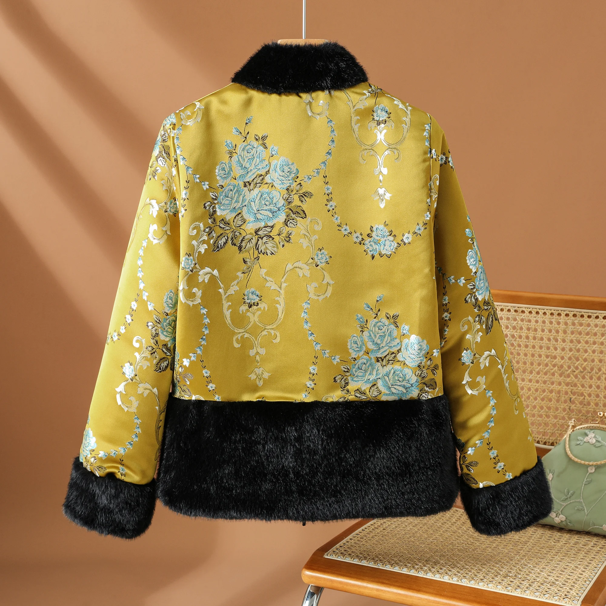 جديد الصينية Sle Thiened القطن Jaet المرأة المطرزة زر حتى Faionable التقليدية زي الشتاء ملابس خارجية #2