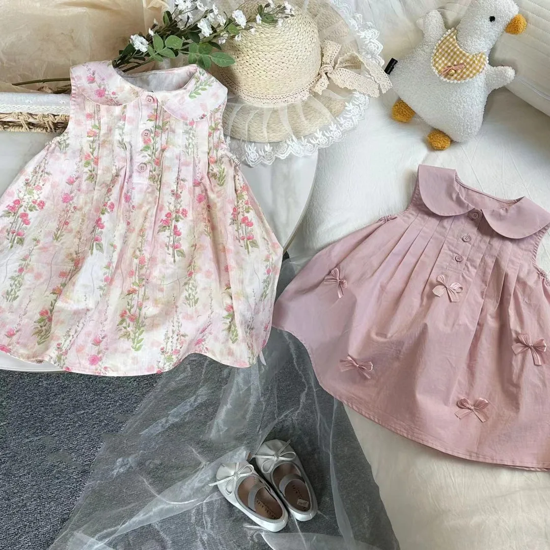 Girls' Dresses, New Foreign Women's Treasure Temperament, Summer Dress Vest Skirt, Little Girl, Princess Skirt, Floral