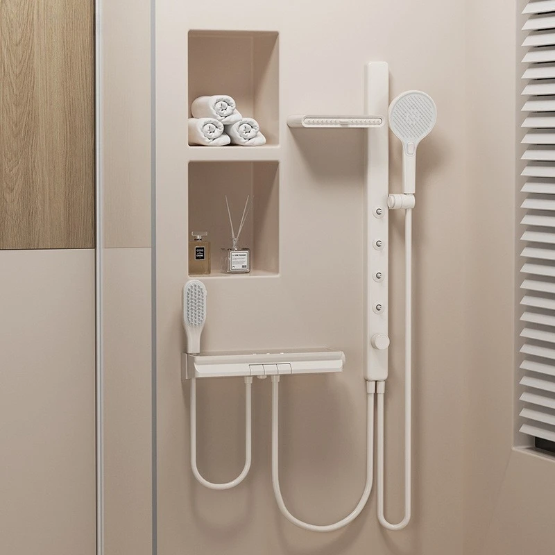 #Cream White Kids Shower Set, High Pressure Nozzle, Home Use Shoulder Back Spray, Trendy Design, 4-in-1 Function, Easy Install