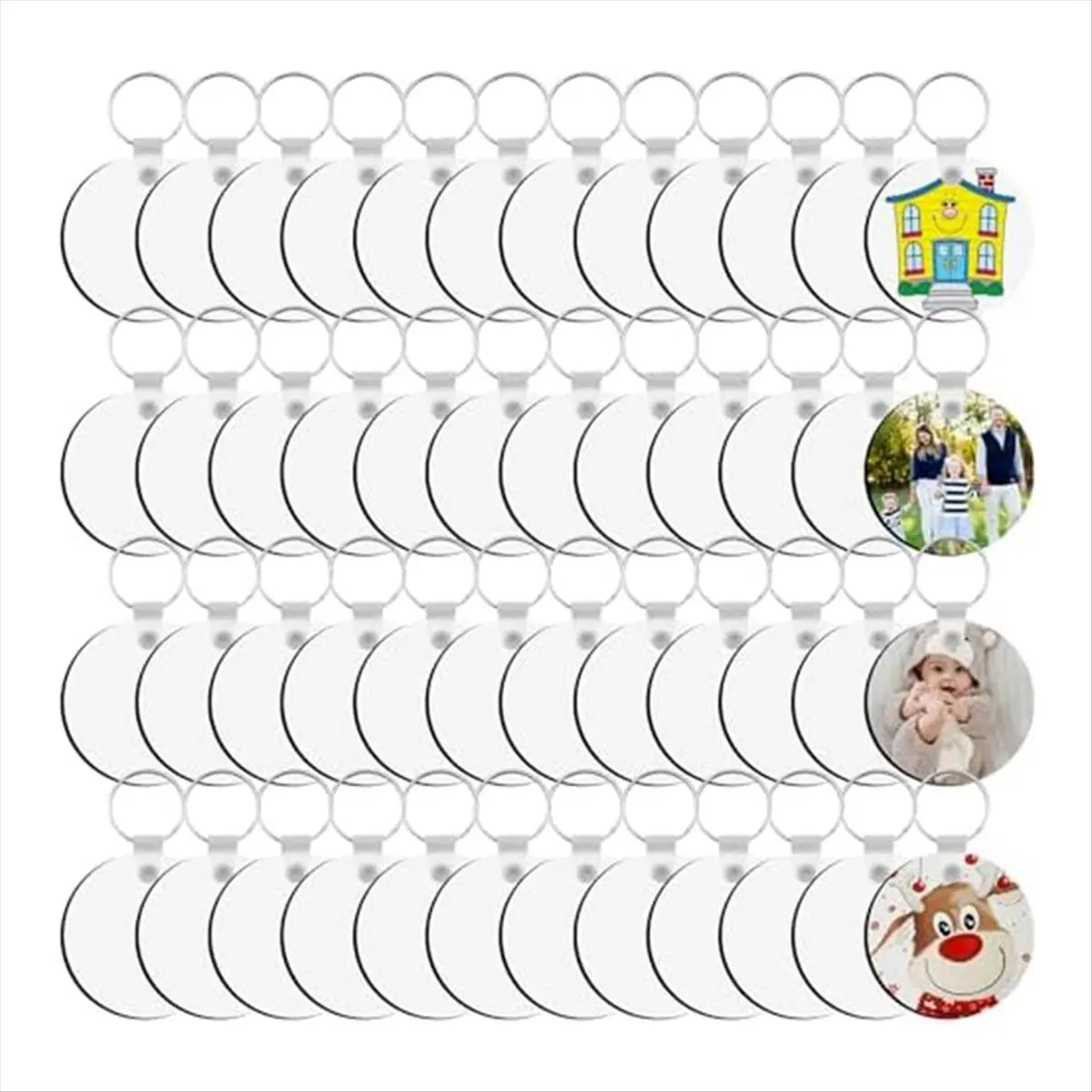 ABJS 180 Pieces Sublimation Keychains in Bulk, Double-Sided Heat Transfer Sublimation Decorative Blanks, Suitable for DIY A
