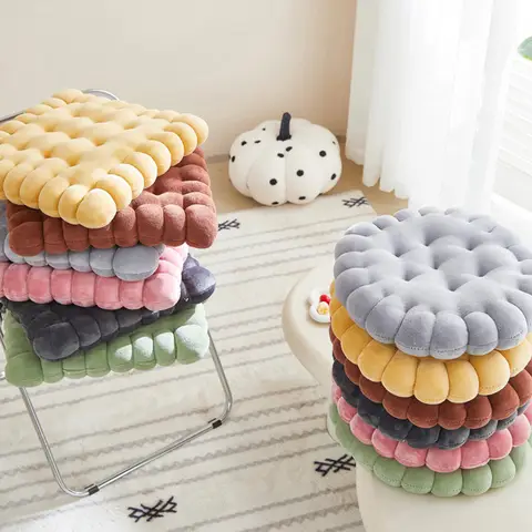 1pc Cookie Shaped Cushion, Comfortable and Soft Circular Cookie Cushion, Square Cushion, Suitable for Indoor Use at Home