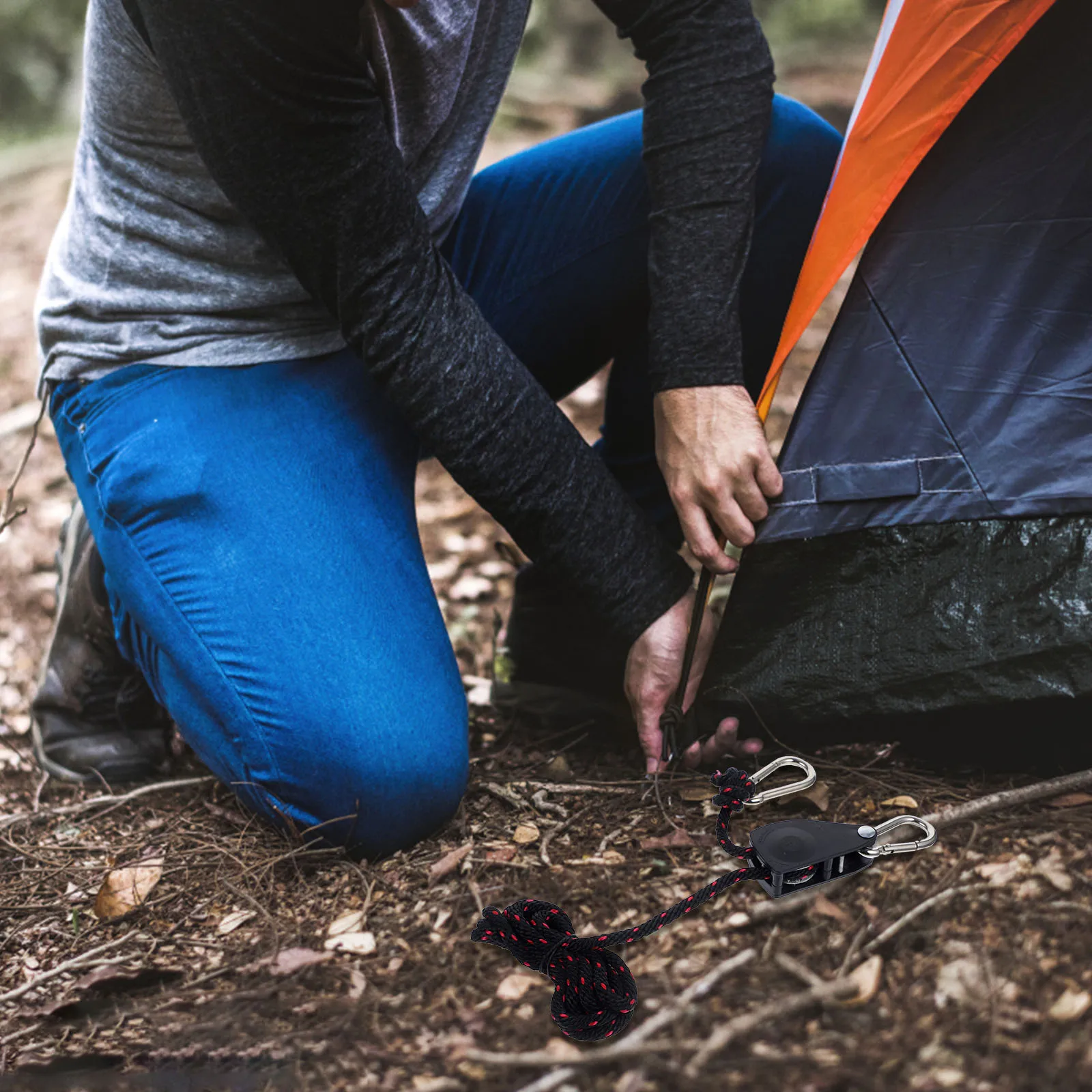 2pcs 1/4 Inch Adjustable Grow Rope Hanger Heavy Duty Sturdy Locking Carabiner Rust Resistant Indoor Plant Light Support Ratchet