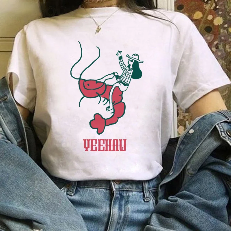 Trendy Printed Fashion Summer Clothing Fun Lobster Pattern Women's T-Shirt Style 90s Cute Women's Cartoon Basic Top T-Shirt