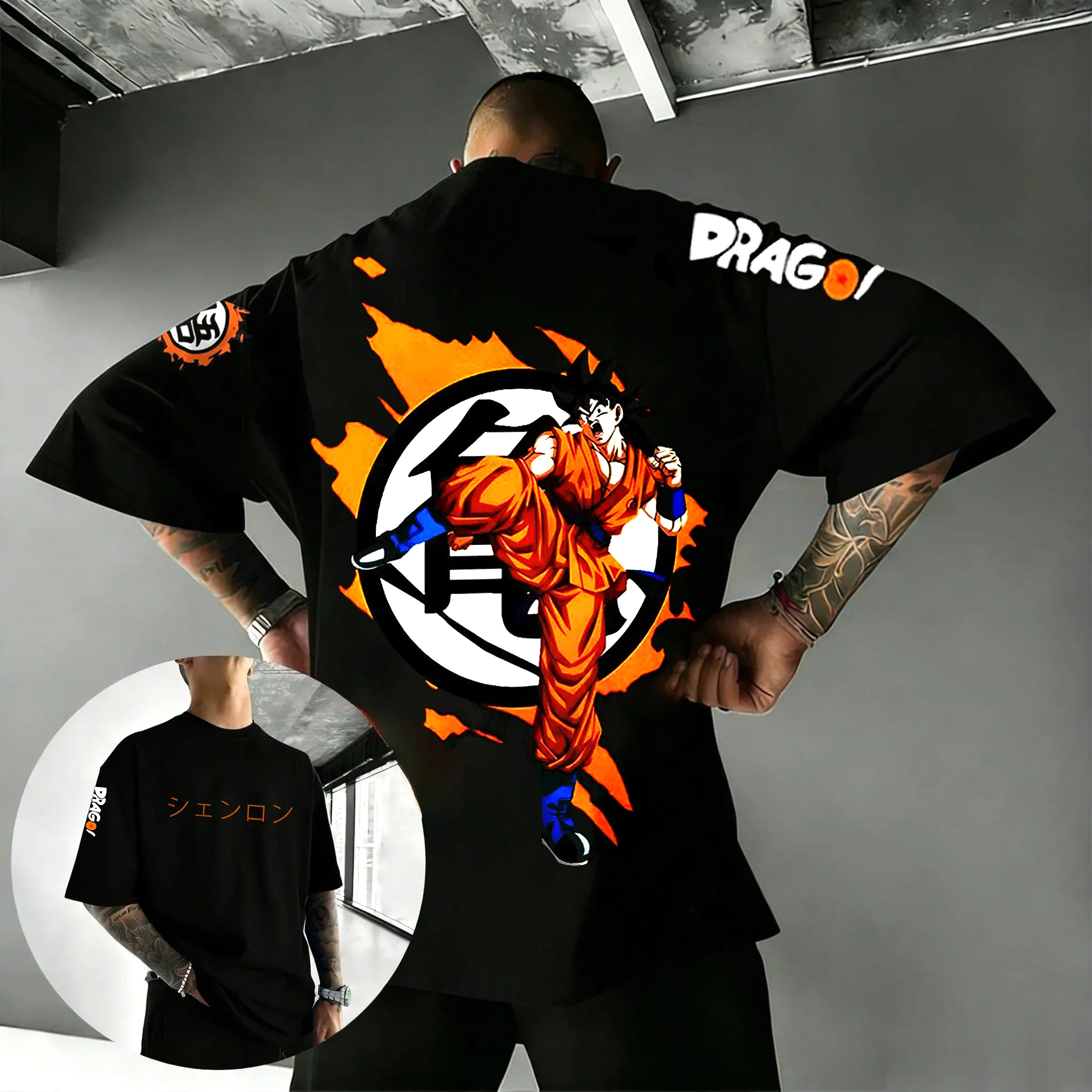 

Dragon Ball Peripheral Animation Printed Short Sleeve T-Shirt 2026 American Streetwear Hot-blooded Men's Summer Comfort T-Shirt