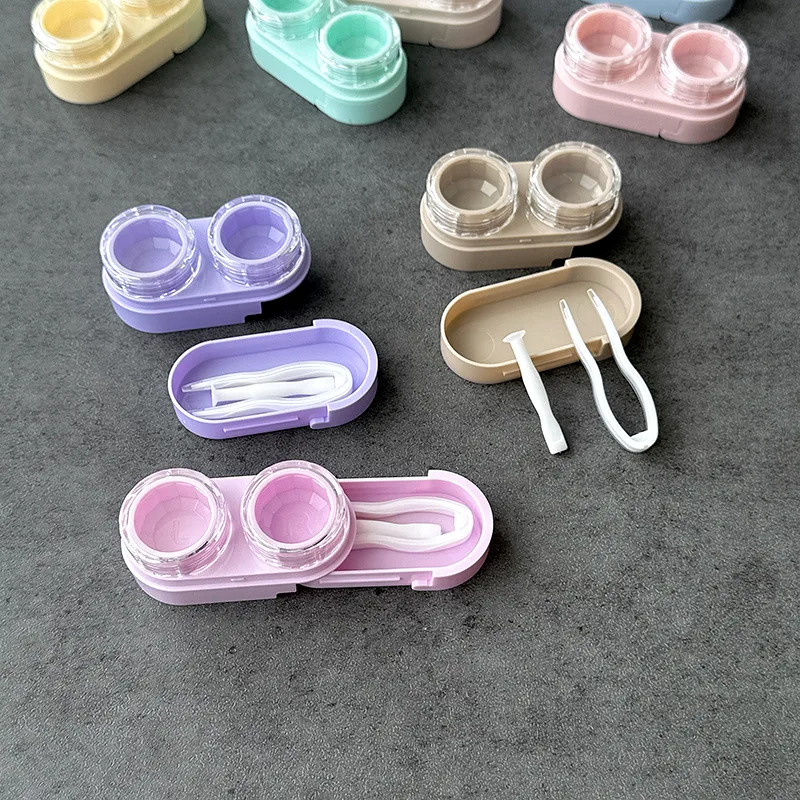 1 قطعة حالات العدسات اللاصقة شفافة ملونة عدسات لاصقة فتاة المحمولة الجمال تلميذ صندوق تخزين صناديق حاويات العناية بالعين