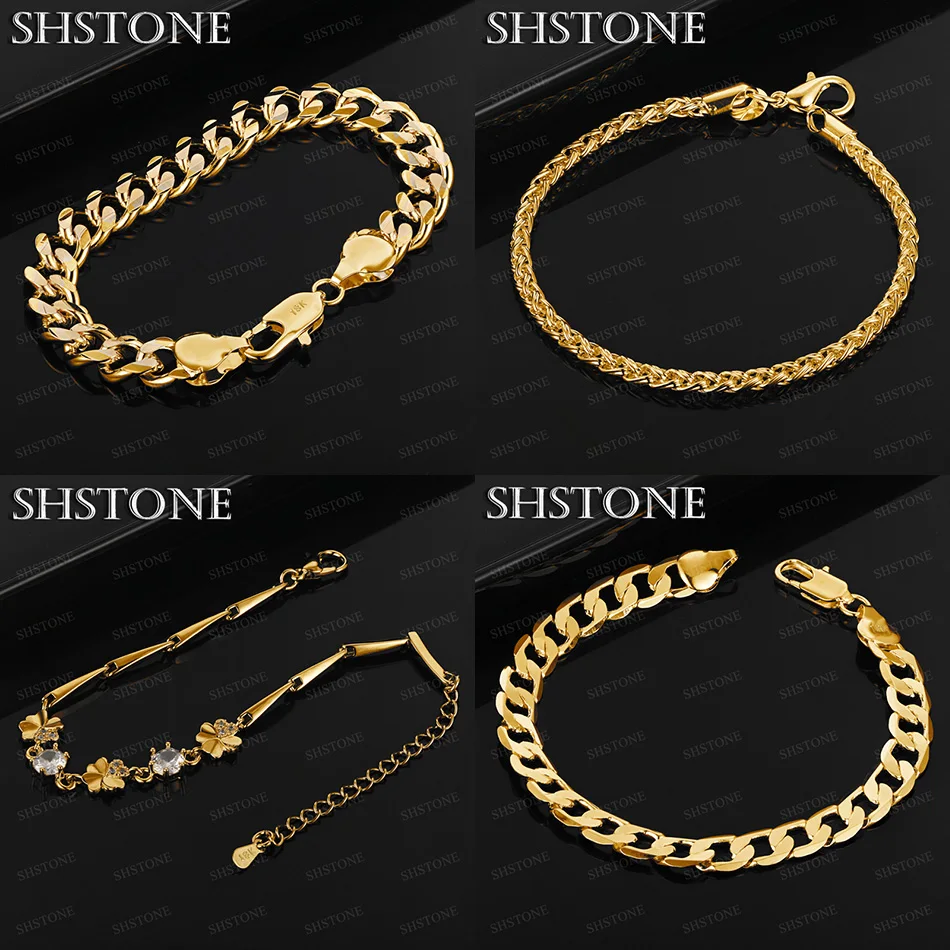 Fashion 18k Gold Cuban Chain Rope Chain Flower AAA Zircon Bracelet Men Women Jewelry Wedding Party Holiday Gift Accessories