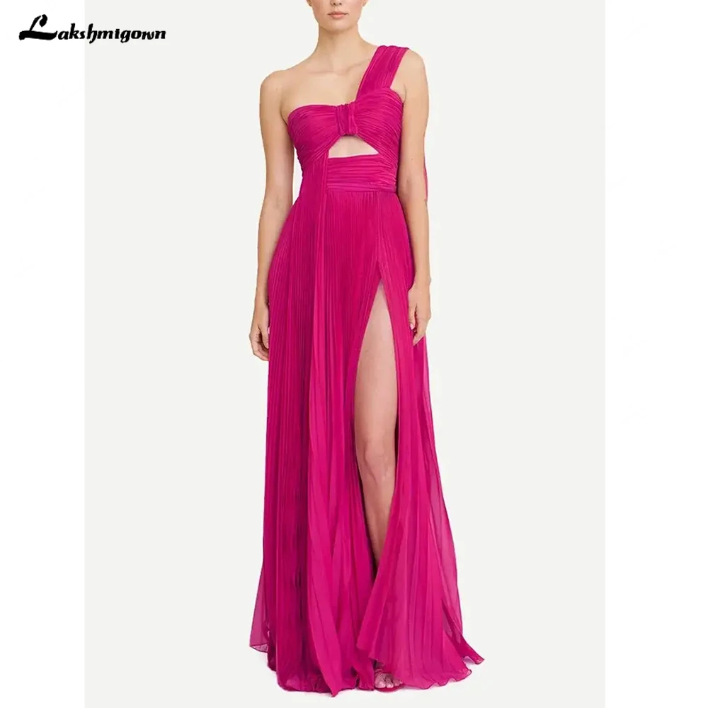 Elegant fuchsia Evening Dresses Pleated A-Line Tulle Floor Length فساتين السهرة Prom Gowns for Women