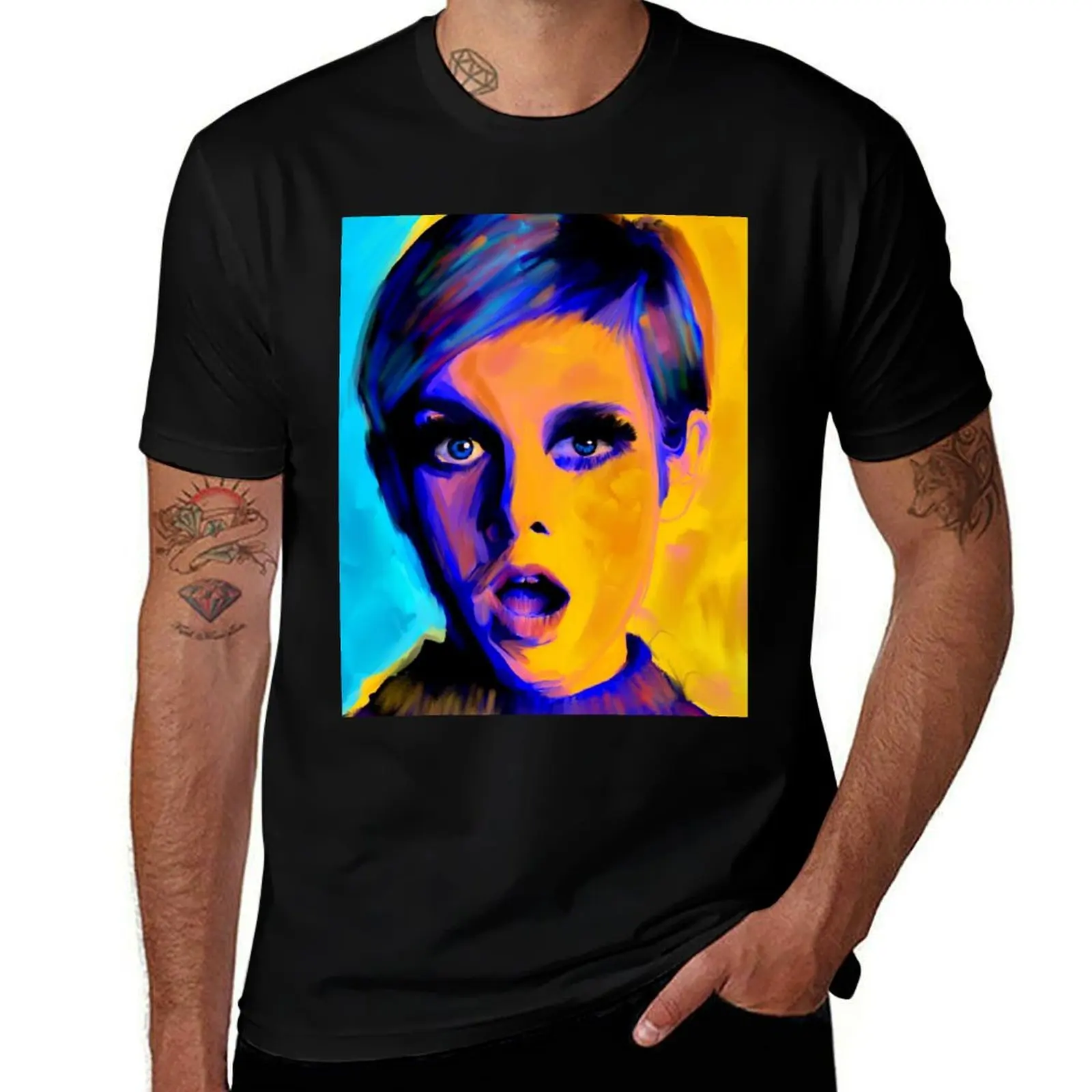 

Twiggy Oil Painting T-Shirt man t shirt cotton t shirt man luxury