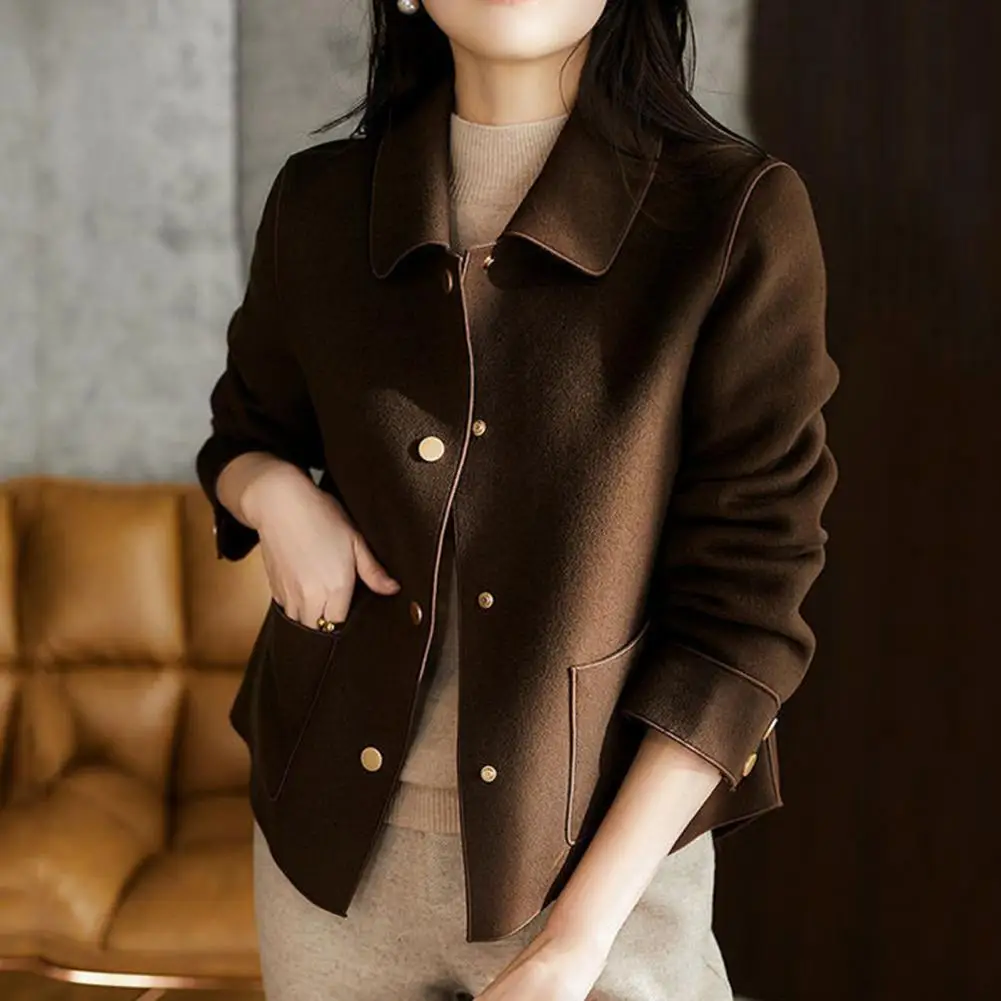 Fashion Elegant Women Coat New Korean Version Simple Solid Color Woolen Coat Temperament Loose Autumn Short Jacket Women 2023