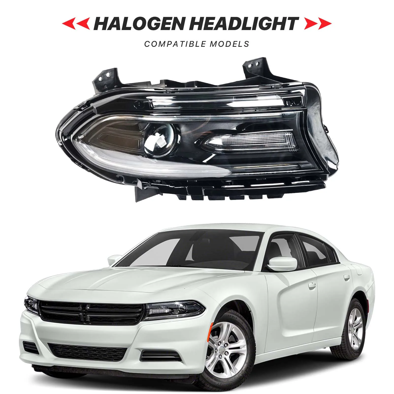 One Pair (Left + Right Side) HID Lamps Headlamp Dual Headlights Assembly Car Accessories For 2015-2022 Dodge Charger