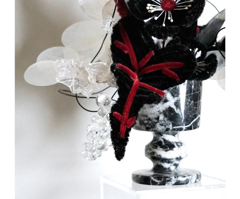 Handmade floral marble flower ware combination ornament, model house sales office club ornament