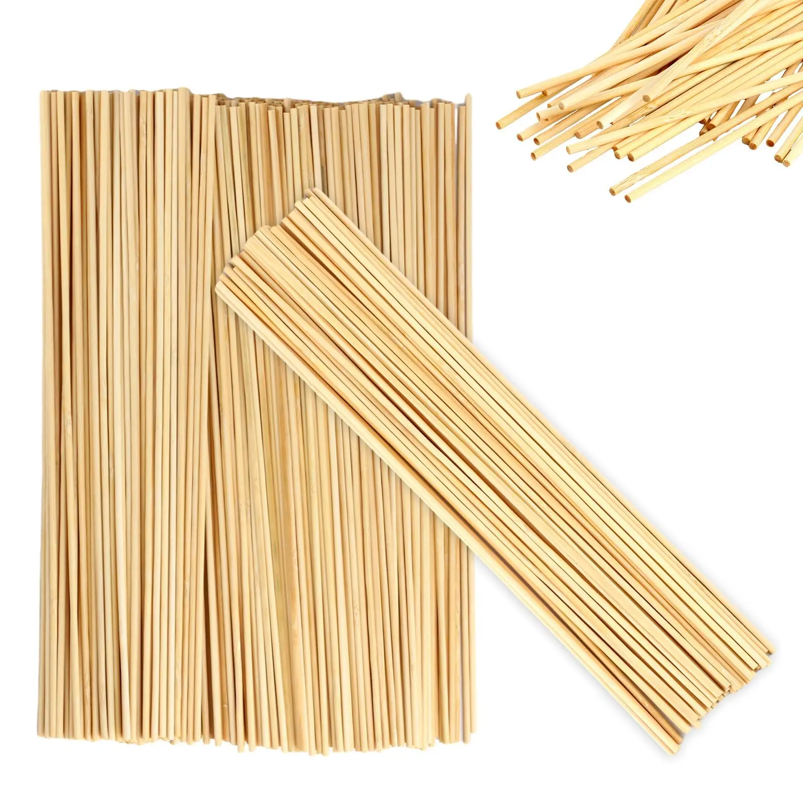 

300pcs 3mm x 30cm natural bamboo craft sticks - round & versatile for DIY projects