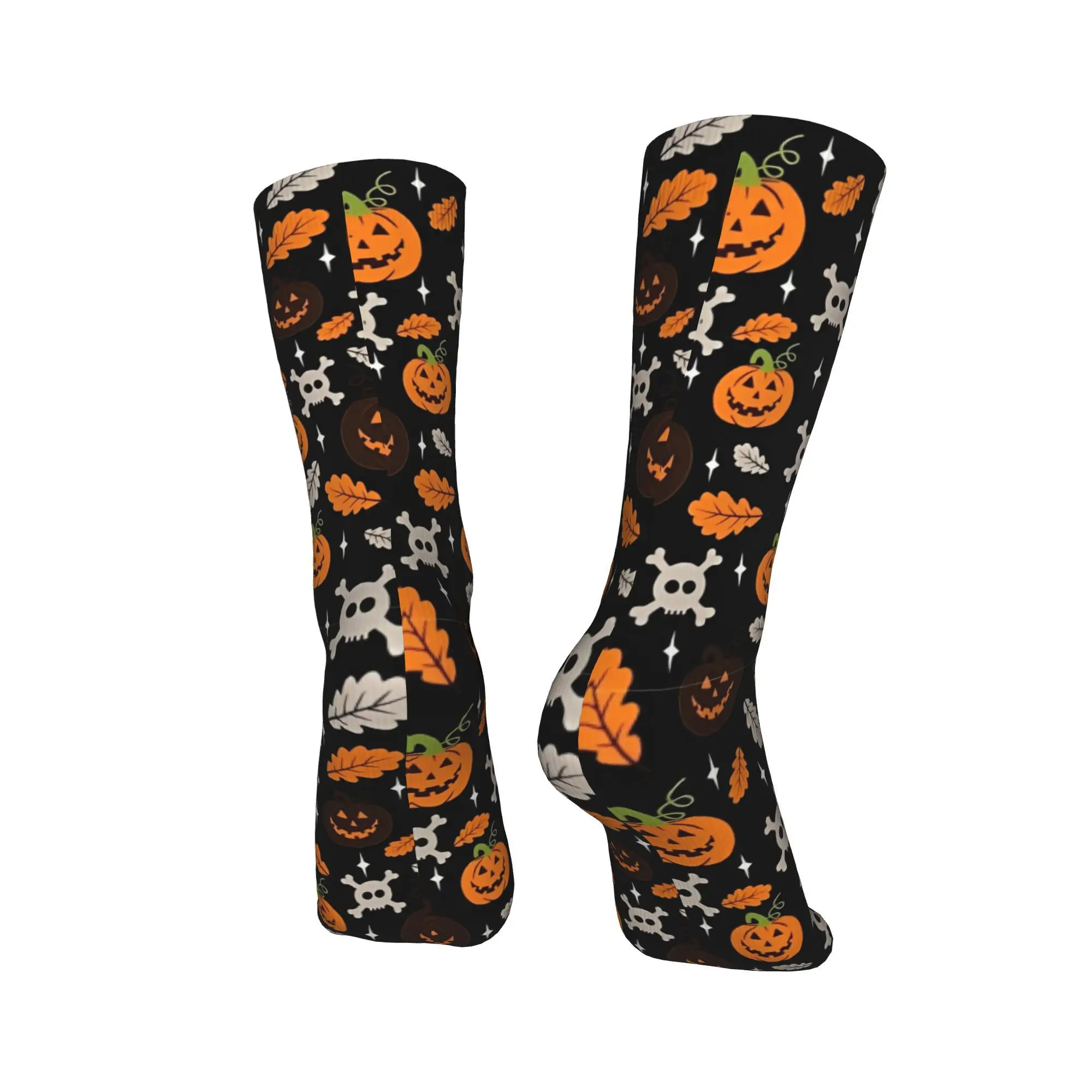 할로윈 테마 패턴 스타킹 레저 양말 남성용 중간 부드러운 양말 가을 스케이트보드 그래픽 미끄럼 방지 양말 선물