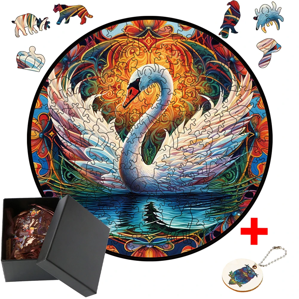 Swan Wooden Puzzles Brain Trainer 3D Animal Jigsaw Puzzles For Kid Adults Educational DIY Wood Toy Family Interactive Game