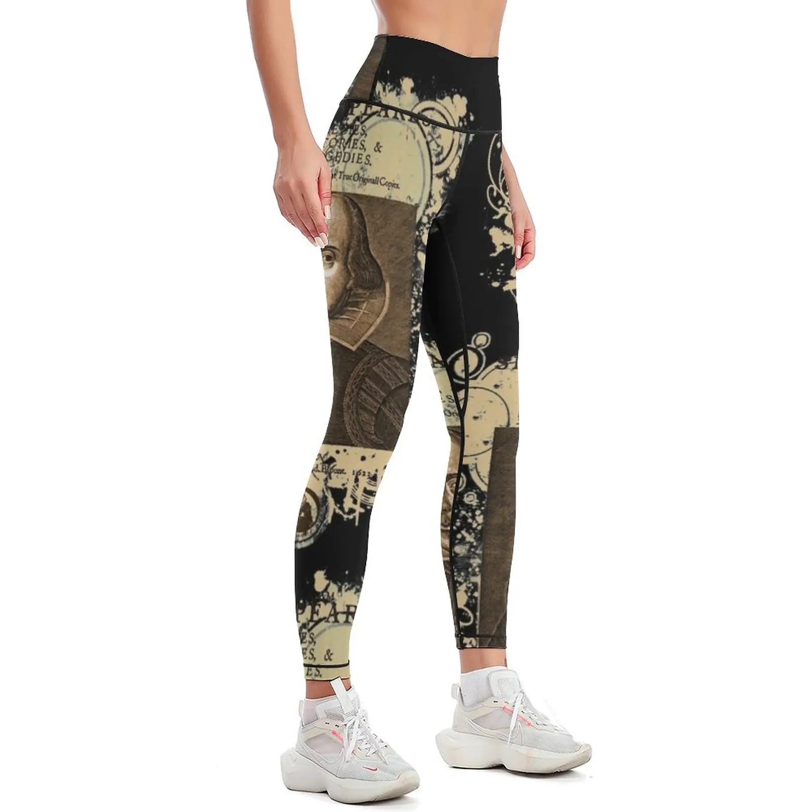 Shakespeare First Folio Front Piece Leggings Ropa deportiva para mujer Pantalones para correr Leggings para mujer