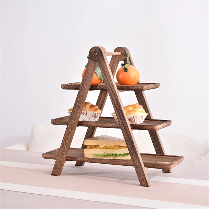 3 Tier Serving Tray Wood Tiered Tray Decor Cake Stand Farmhouse Bread Dessert Stand Fruit Plate Party Dishes Platters Food Trays