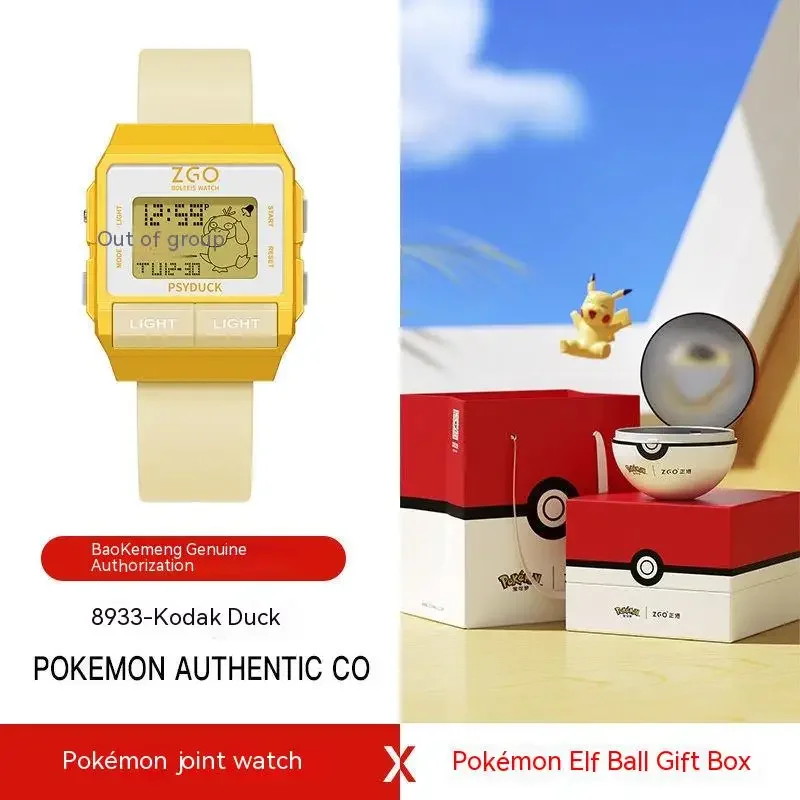 New Genuine Pokemon Joint Zgo Anime Psyduck Charmander Waterproof Watches Luminous Sports Electronic Watch Boy Girl Student Gift