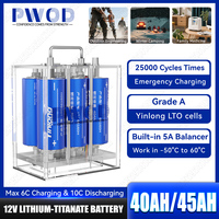 Yinlong 12V 45ah 40ah lithium titanate battery pack LTO 66160 high-power Bulid in 5A Balancer car audio rechargeable battery