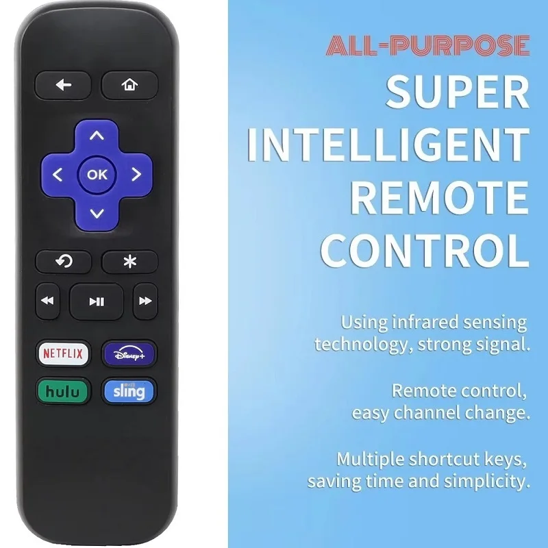 

YP Remote Control Use for Roku TV with Netflix Hulu Sling Shortcut Keys Replacement Use Directly