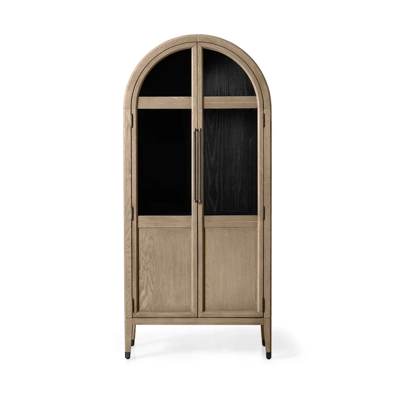 Retro Distressed Arched Glass Door Multi-Drawer Locker Sideboard Cabinet Can Be Customized