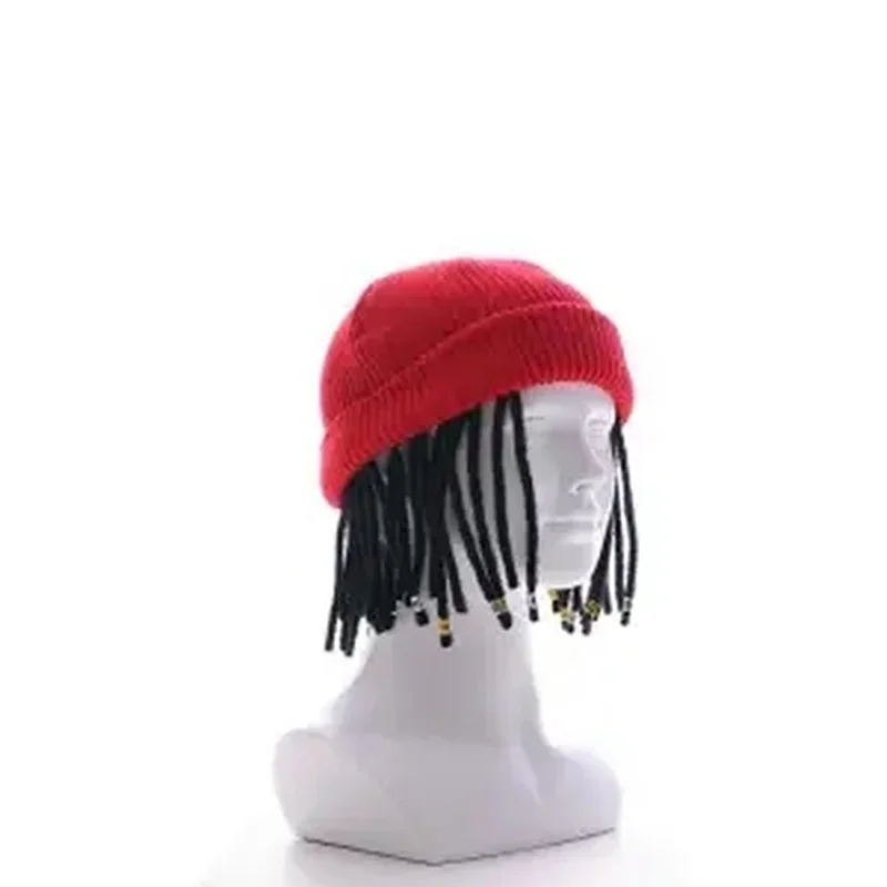 Rap Reggae Cold Bonnet Men Hip Hop Knitted Hat Dread Locks Hat Men Locks Wig Pullover Hat Fashion Punk Beanies for Men