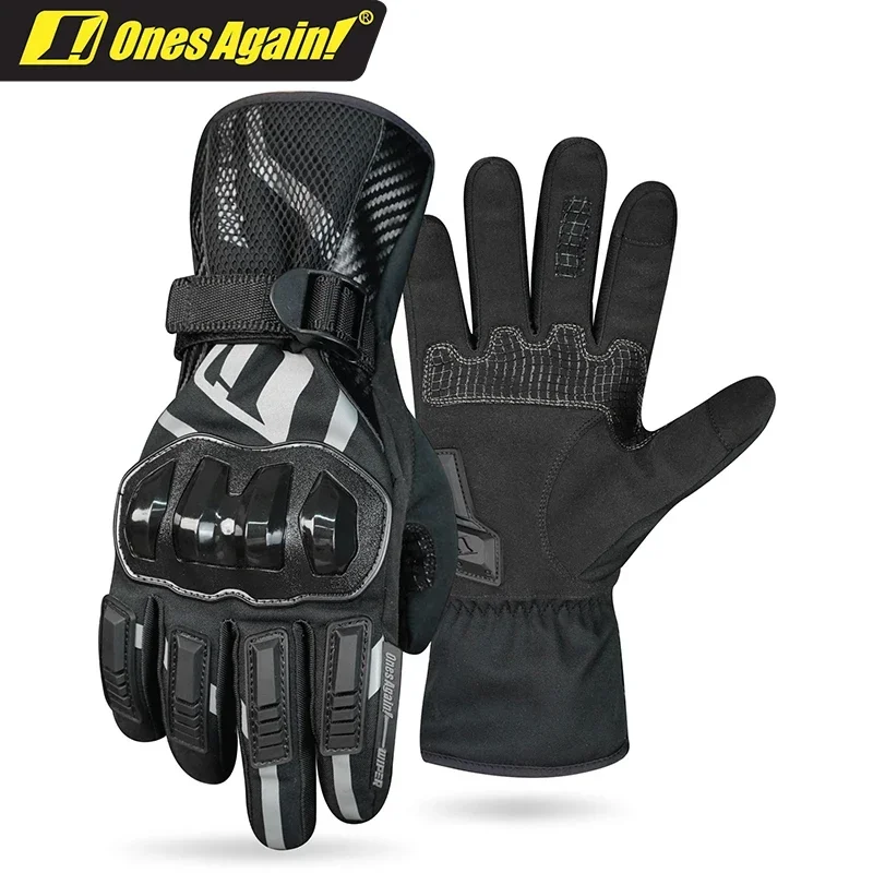 One Again-guantes de Motocross impermeables, cálidos, para montar en moto, pantalla táctil, a prueba de viento