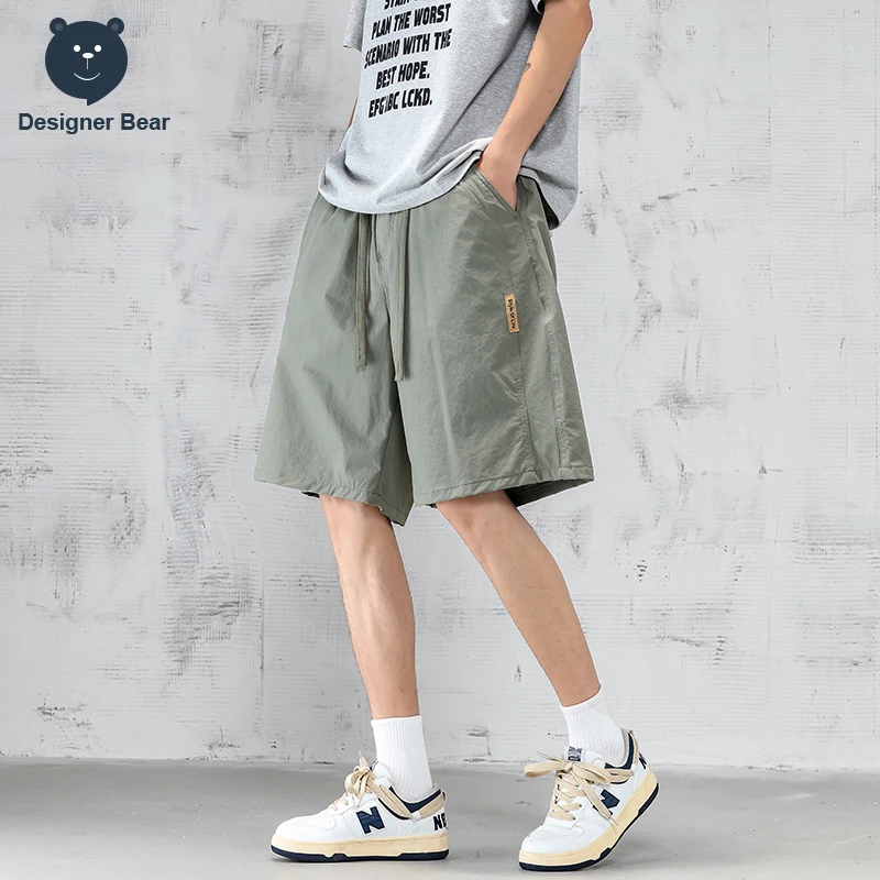 

Breathe Small Plaid Fabric Summer Men's Thin Baggy Shorts Elastic Waist High Stretch Outdoor Sweatpants Board Bermuda Streetwear