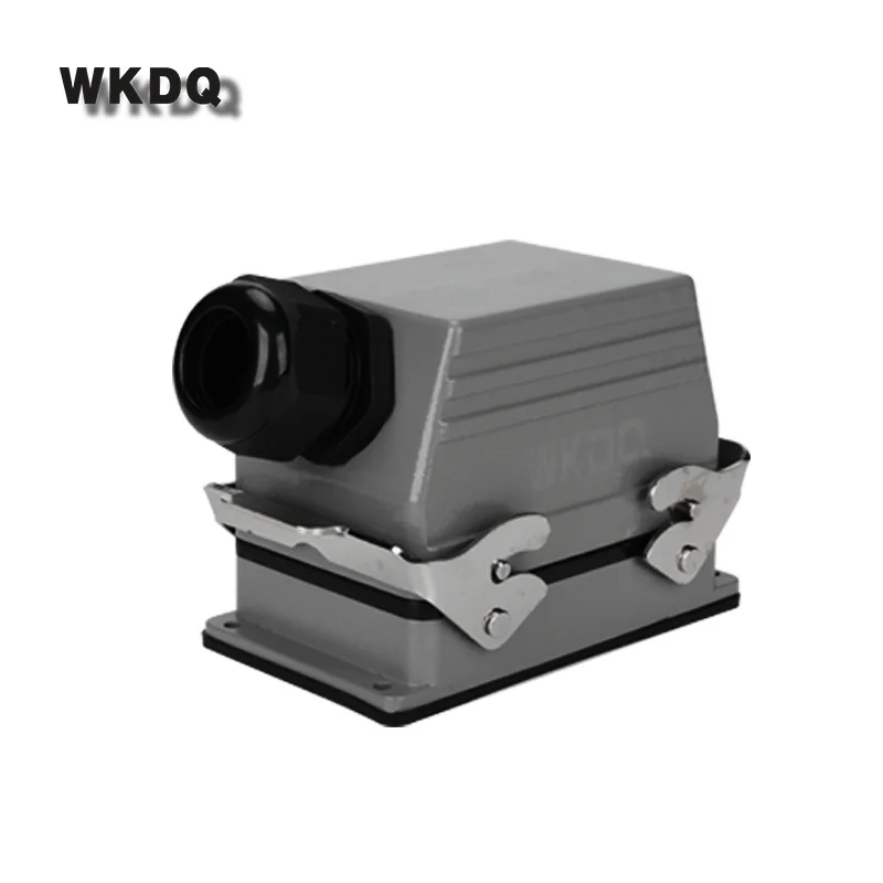 HDC-HE-048 Industrial Heavy Duty Connector 48 Core Cable Inserts Waterproof Socket 16A 500V HE48 Top/Side Rectangular Housing