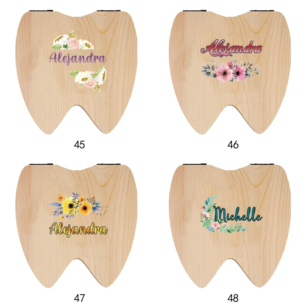 Customized Name Wooden Keepsake Box For Milk Teeth Umbilical Cord Lanugo Collection Organizer Deciduous Tooth Holder Heirloom