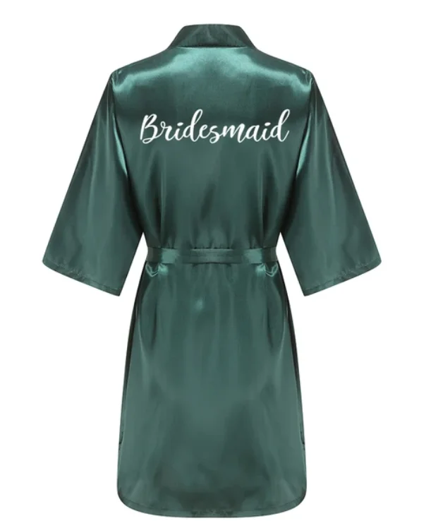 Wedding Party Team Bride Robe With White Letters Kimono Satin Pajamas Bridesmaid Bathrobe YE6522