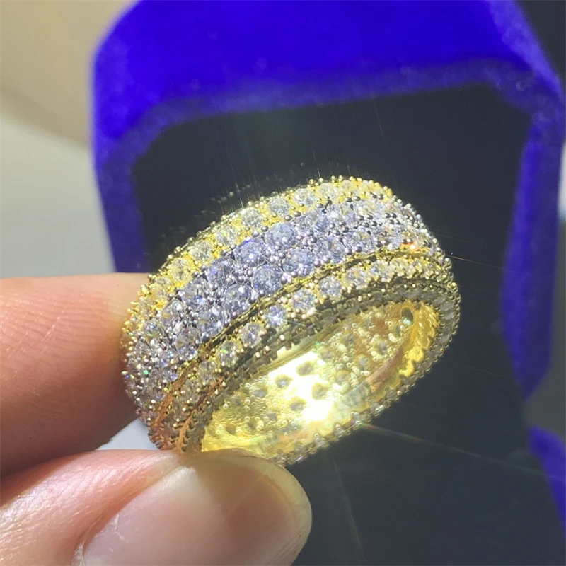 Handmade Luxury ring 925 Sterling silver 150pcs Round shape Diamond Cz Party wedding band rings For women men finger Jewelry