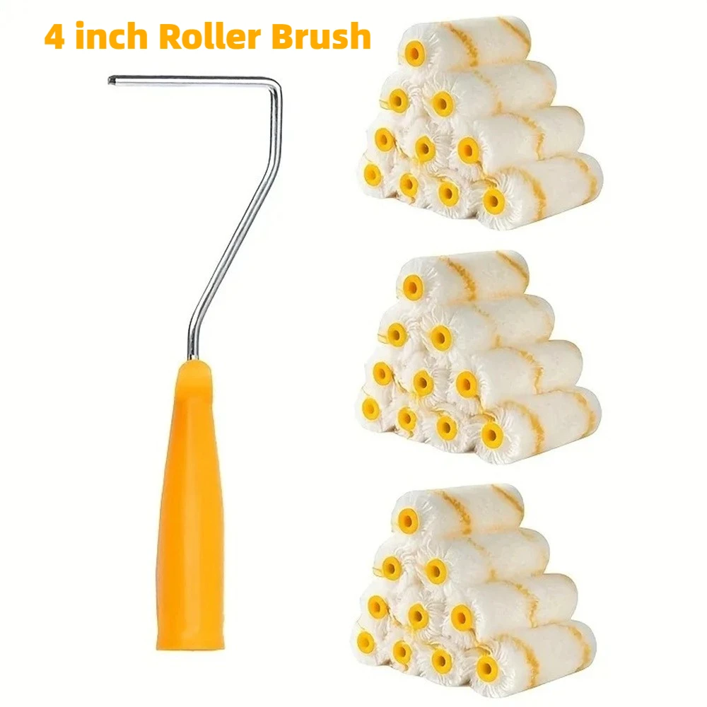 10pcs Wall Paint Roller Brush Dense Bristles Latex Paint Roller With 4 Inch Rollers For Painting Walls Doors Fences DIY Painting