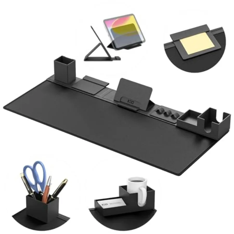 

Desk Pad Mat Set, 6 in 1 Mouse Mat with Magnetic Desktop Storage Accessories DIY Feature for Phone and Tablet Stand/Cup Holder/