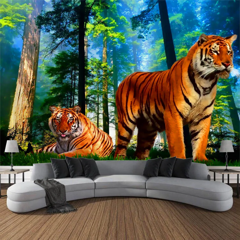 

Home tapestry wall hanging hippie room wall art decoration blanket hanging on the wall tiger, leopard, animal forest tapestry